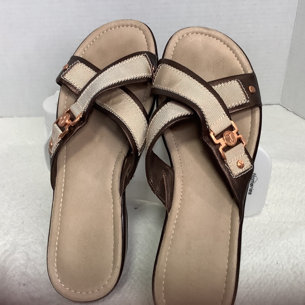 Cole Haan Nike air ladies cross‎ strap slides platform beige/copper - Picture 8 of 15